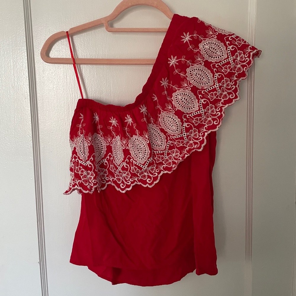 Red One Shoulder Shirt